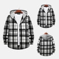 thumbnail image 2 of IROINNID Shacket for Men Button Down Leisure And Winter Long Sleeve Solid Color Shirt Top Plaid Hooded Shirt,Gray, 2 of 9