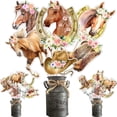 thumbnail image 3 of 24Pcs Horse Centerpieces Sticks Table Decorations for Girl, Horse Themed Birthday Party Supplies, Racing Horse Western Cowgirl Pink Floral Centerpieces Table Toppers Home Decor, 3 of 7