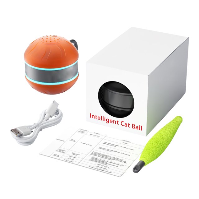 TIELUTT Interactive Motion Activated Rolling Rechargeable LED Cat with Lights Automatic Smart Exercise Stimulator Indoor Mini Dog for Extra Small Dogs Dog for Dogs Tough Dog Canvas Large Breed Dog Pa