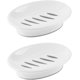 thumbnail image 1 of 2-Pack Soap Dish with Drain Soap Holder Easy Cleaning Soap Saver Dry Stop Mushy Soap Tray for Shower Bathroom Kitchen(White), 1 of 4
