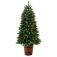 thumbnail image 4 of Nearly Natural 5ft. Frosted Colorado Aspen Pre-Lit Artificial Porch Christmas Tree with 200 LED lights, 426 Bendable Branches and Berries in Decorative Planter, 4 of 11