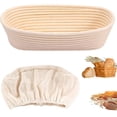 thumbnail image 1 of Cesta de fermentación ovalada. Cesta de fermentación de masa de pan de sauce con inserto de lino. Cestas de fermentación para hornear pan, 1 of 4