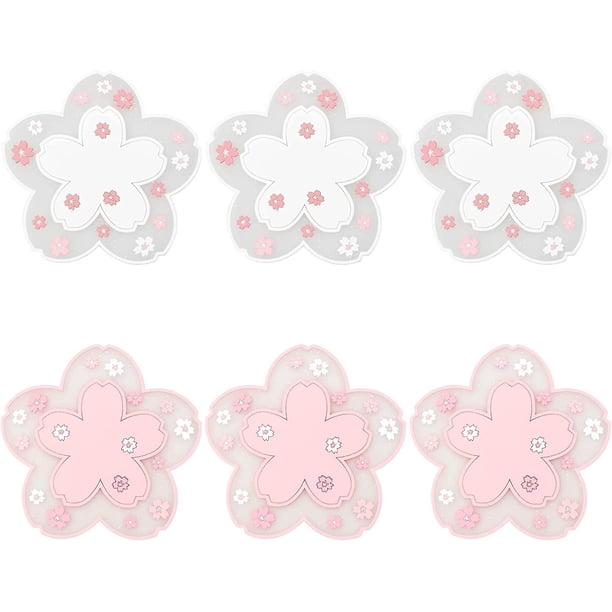 Tapete para taza de flor de cerezo, posavasos Sakura resistente al calor, tapete Sakura suave antideslizante para decoración del hogar, cocina, oficina, bar (6 unidades)