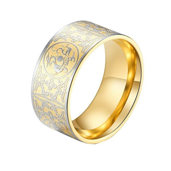 PAMTIER Men's Stainless Steel Chinese Ancient 4 Guardian Beast Dragon White Tiger Suzaku Basalt Amulet Ring Gold Size 6