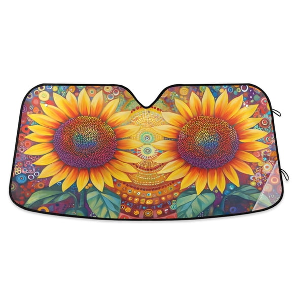 ALAZA Two Sunflowers Pattern Car Windshield Sun Shade Foldable UV Ray Sunshade Visor Protector 55 x 27.6in