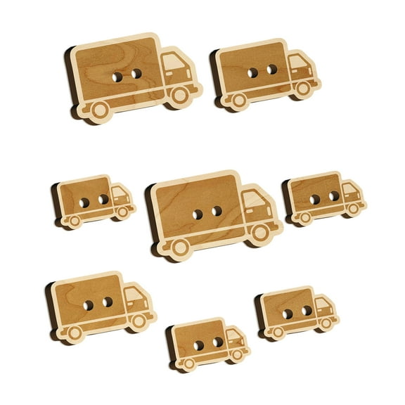 Delivery Truck Vehicle Icon Wood Buttons for Crochet Knitting Sewing DIY Craft - 1.25 Inch Large (5pcs)