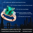 thumbnail image 2 of Gem Stone King 18K Rose Gold Plated Silver 3-Stone Ring Emerald Cut Green Nano Emerald and Moissanite (6.62 Cttw, Size 6), 2 of 4