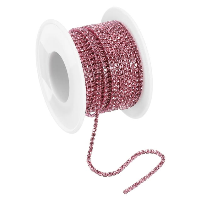 Unique Bargains Chaîne en Cristal de 10 Yards avec Strass, 2.0mm à Coudre, Rose Clair, 1 Rouleau