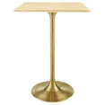 thumbnail image 2 of Modway Lippa 28" Square Modern Wood & Metal Bar Table in Gold/Natural, 2 of 7