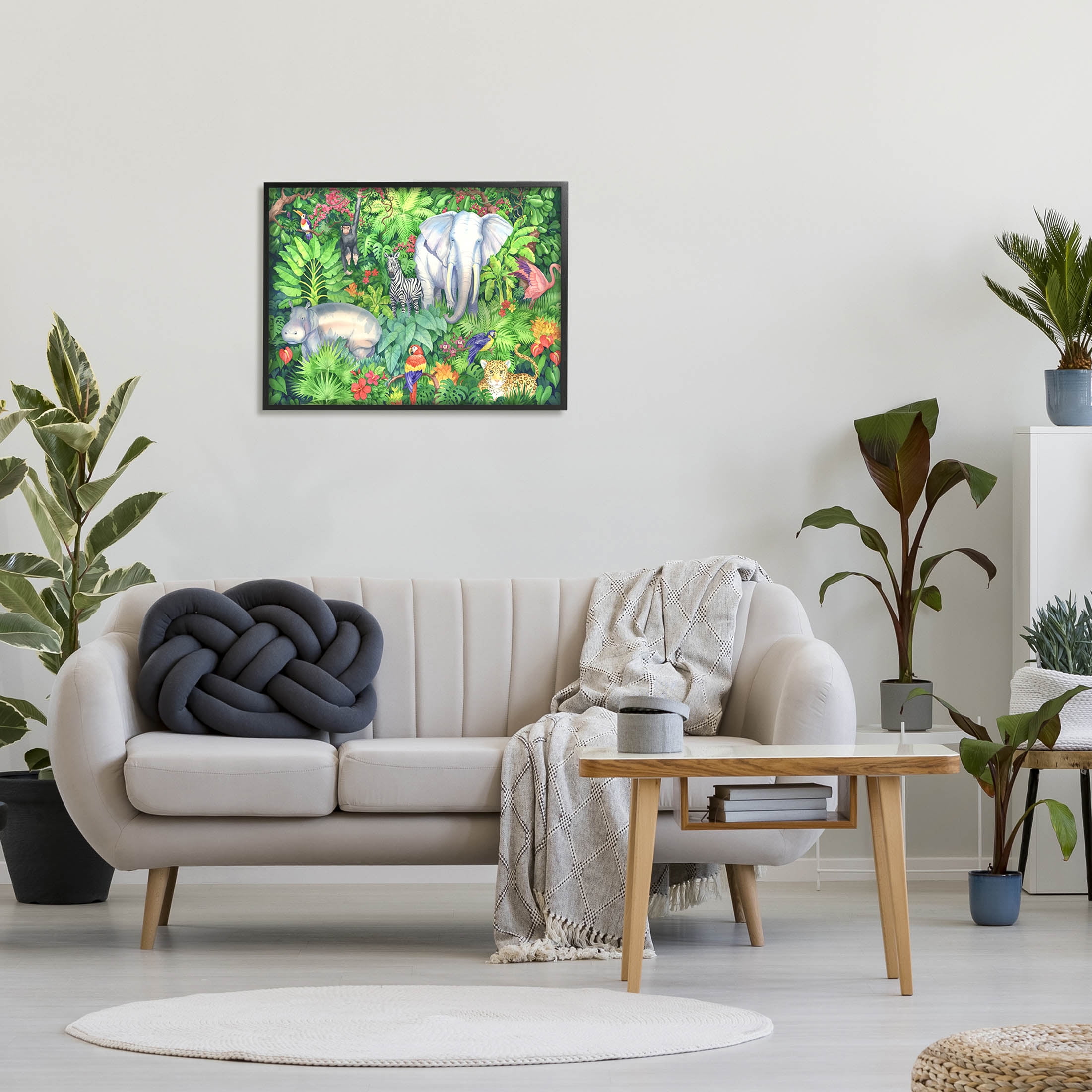 Stupell Industries Detailed Safari Animal Jungle Painting Black Framed Art Print Wall Art, Design by Paul Brent