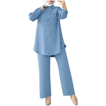 biudgviw Lounge Sets for Women Baggy Long Sleeve Collared Buttons down Shirts Comfy Straight Wide Leg Pants Outfits