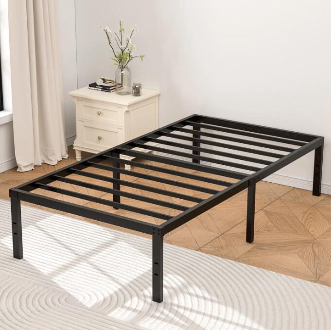 Yoneston Heavy Duty Twin Size 16" Kids Metal Platform Bed Frame with Under-Bed Storage No Box Spring Required, Black