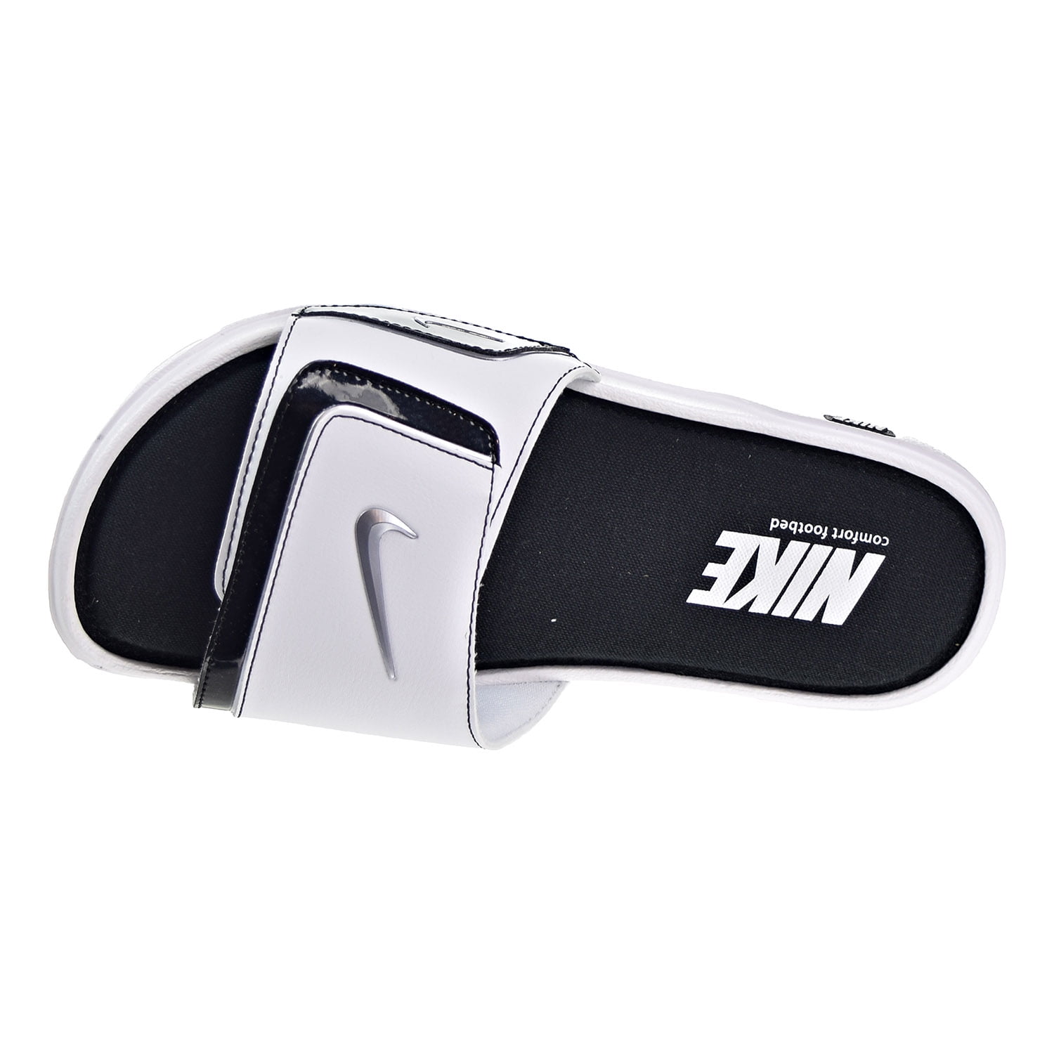 Nike Mens Comfort Slide Sandal (12, Black/metallic Silver/white ...
