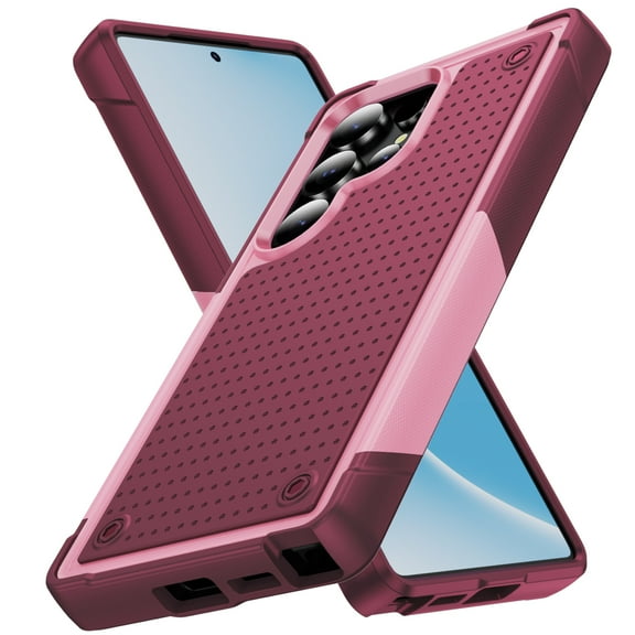 TECH CIRCLE for Samsung Galaxy S21 Slim Hybrid Case with Hinge Protection & Built-in Kickstand, Dual Layer Shockproof TPU Hard PC Back Cover Slim Protective Case,Rose