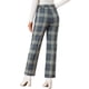 thumbnail image 3 of Pantalones largos rectos de cintura elástica con botones y cremallera de cuadros para mujer INSPIRE CHIC XL gris azul, 3 of 6