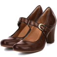 thumbnail image 1 of Zapatos SHODENSE vintage con tacón de gatito Mary Jane para mujer, color marrón, 1 of 5