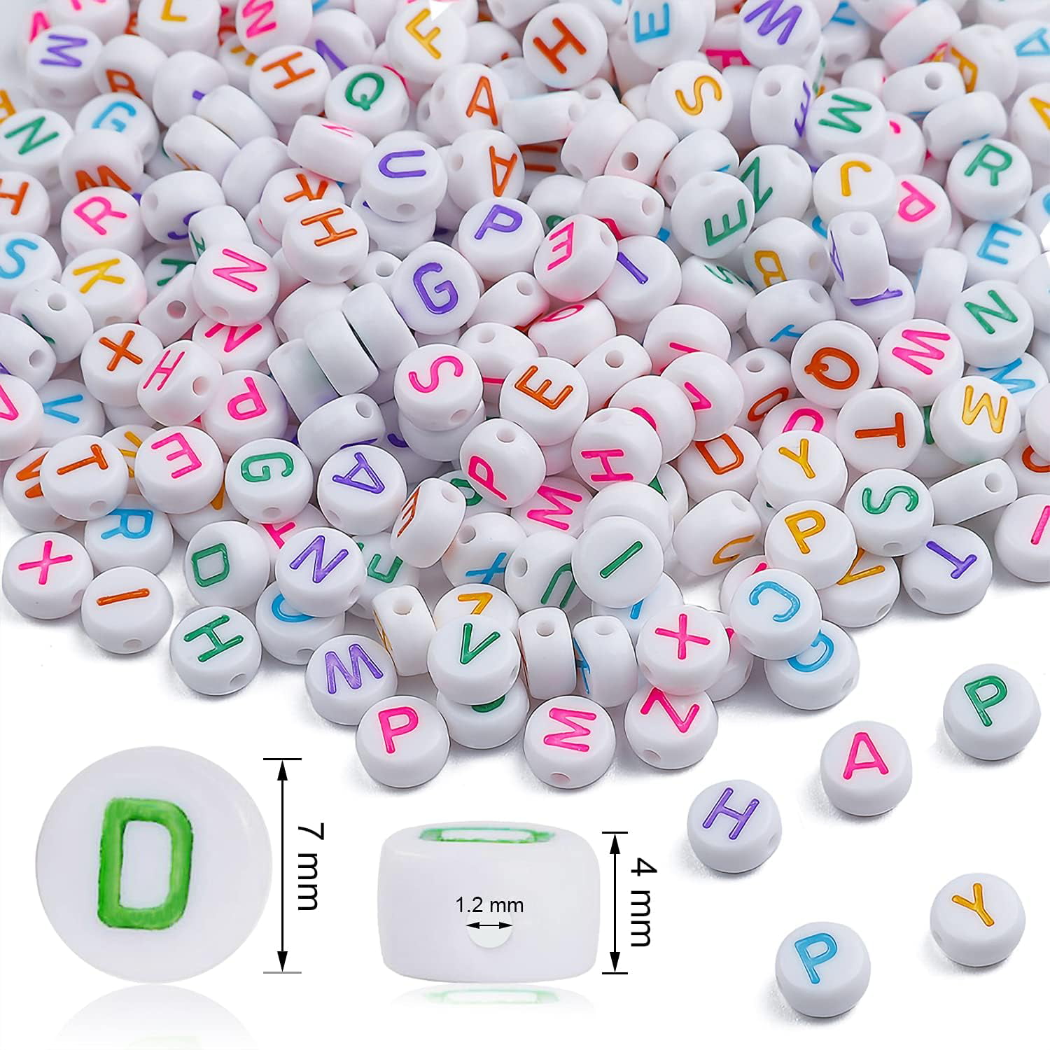 FZIIVQU Letter Beads for Bracelets Making Kit 1260pcs Alphabet Beads for  Jewelry Making Set Lnclude 800pcs 4 Colors 4x7mm Letter Beads and Acrylic  Round Number Heart Smiley Face Beads etc 