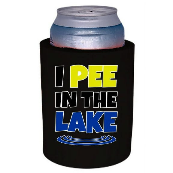 I Pee In The Lake Thick Foam Old School Can Coolie (Black)