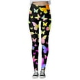 thumbnail image 5 of GHSOHS Leggings for Women Black Leggings Butterfly Print Tights Seamless Hip Lifting Workout Leggings High Waisted Yoga Pants Comfy Capris Black Flare Pants Purple Jeggings Capris Pants Womens C,M, 5 of 5