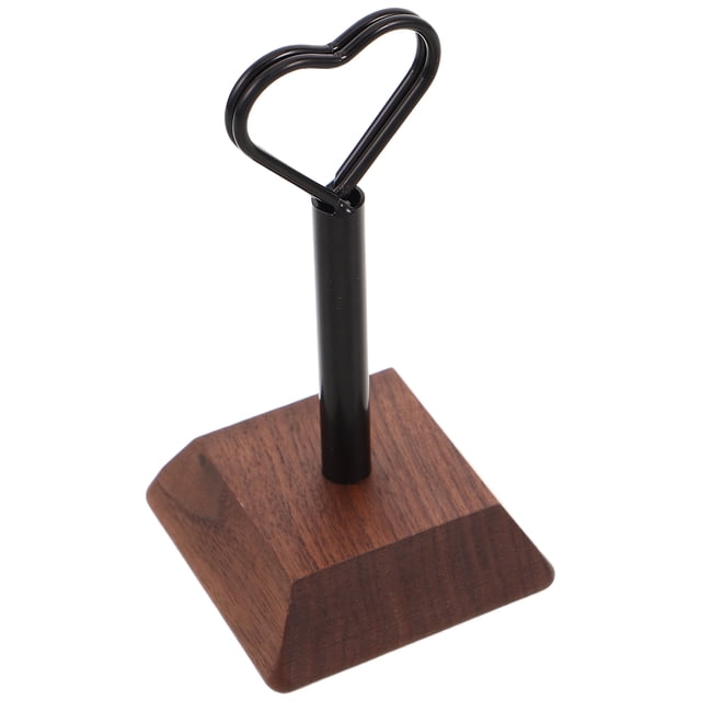 Raindrops Coffee Wood Photo Holder Stand with Metal Clip for Business Cards Table Sign Display