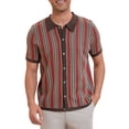 thumbnail image 1 of Polo de punto a rayas INSPIRE CHIC para hombres, camisetas de polo de manga corta con botones, jacquard, M marrón oscuro, 1 of 6