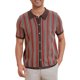 thumbnail image 1 of Polo de punto a rayas INSPIRE CHIC para hombres, camisetas de polo de manga corta con botones, jacquard, M marrón oscuro, 1 of 6