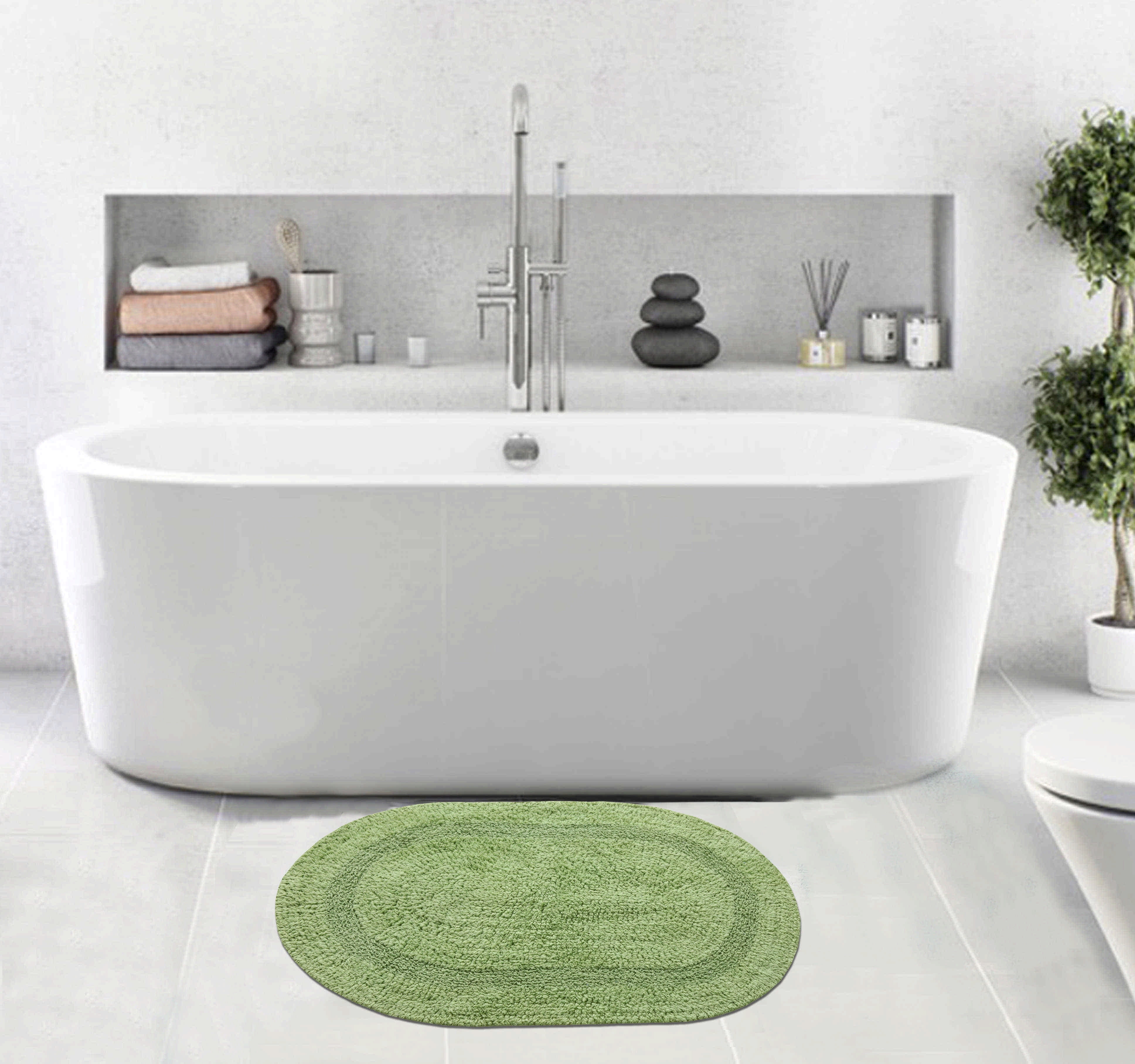 Chesapeake Bath essential Spring Green cotton oval Rug (19 ...