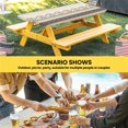 thumbnail image 6 of Yellow Grey Geometric Table Cloths for 5 Foot Rectangle Tables, Boho Vintage Country Flowers Leaves Patio Waterproof Elastic Fitted Tablecloths, Washable Rectangular Table Cover for Camping, 6 of 8