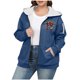 thumbnail image 2 of Sudadera informal con capucha y manga larga para mujer, estilo navideño, de gran tamaño, color liso, con cremallera, capucha y forro polar grueso, chaqueta de manga larga con hombros descubiertos, blu, 2 of 5