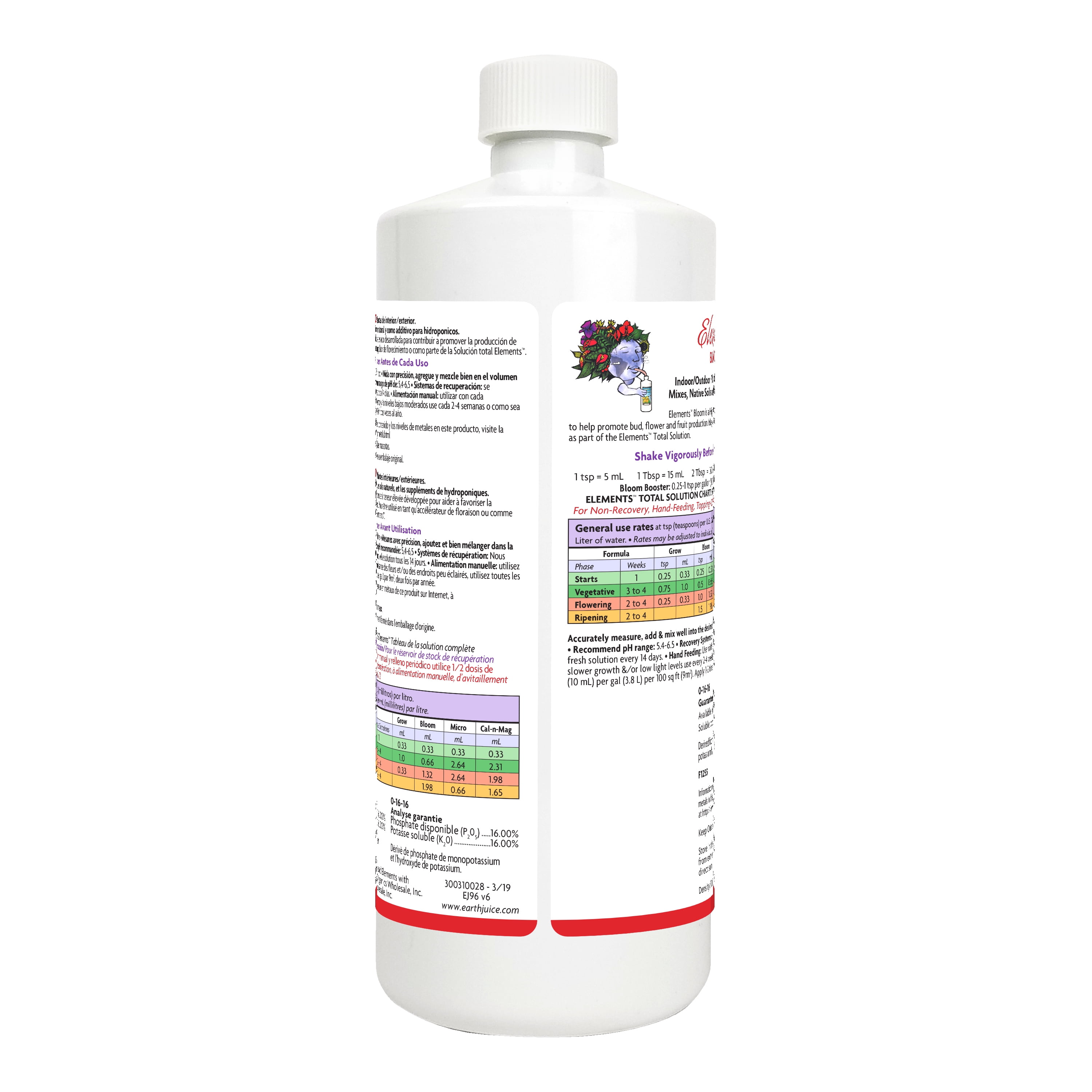 Earth Juice Elements Bloom Plant Food, 0-16-16 Fertilizer, 32 oz