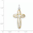 thumbnail image 2 of Pendentif Réversible en Forme de Croix Torsadée Plaqué Rhodium et Ton Or en Argent Sterling 925, 2 of 2