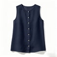 thumbnail image 6 of Cotton Linen Tank Tops for Women Wide Strap Sleeveless Camisoles Womens Button Down Crew Neck Summer Tanks, 6 of 6