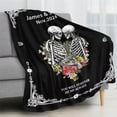 thumbnail image 3 of AISENIN Boyfriend Gifts Gothic Skeleton Blanket Personalized Couple Gifts for Him Customized Skeleton Flannel Halloween Throw Blankets, Gift Blanket for Girlfriend, 3 of 5
