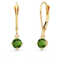 Gem Stone King 14K Yellow Gold Green Tourmaline Earrings for Women | 0.50 Cttw | Gemstone October Birthstone | Round 4MM