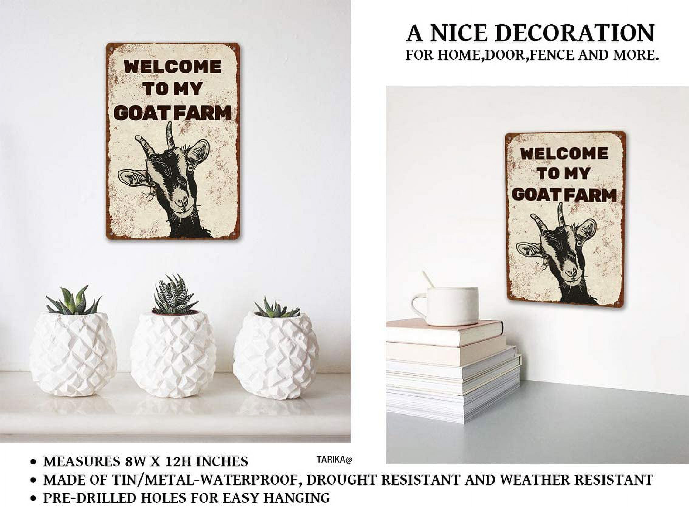 Farmers Market Organic Goat Cheese Wholesome Goat Milk Vintage Look Metal 20x30 cm Decoration Poster Sign for Home Room Bathroom Farm Garden Funny