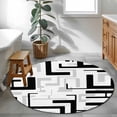 thumbnail image 3 of Modern Geometric Black Round Area Rug 3.3Ft Washable Circle Rugs for Dining Room Table, Abstract Minimalist Artwork Lines Non-Slip Carpet Floor Mats Indoor Outdoor Carpet Runner Aesthetic Home Decor, 3 of 8