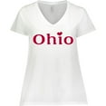 thumbnail image 3 of Inktastic Ohio in Red Text with Heart Women's Plus Size V-Neck T-Shirt, 3 of 5