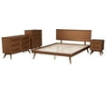 thumbnail image 2 of Pemberly Row Walnut Brown Wood and Rattan Full Size 4-Piece Bedroom Set, 2 of 14