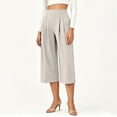 thumbnail image 7 of YuXingFu Womens High Waist Wide Leg Pleated Capri Pants - Side Pockets Work Summer Spring Beige S, 7 of 7