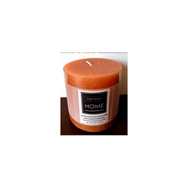Ensemble de 12 Bougies Piliers Rustiques Orange Pures Coulées à la Main