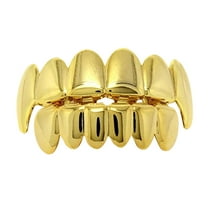 Golden Brass Hip Hop Teeth Braces Set for Fun Use and Photoshoots Shiny and Healthy Teeth