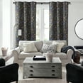 thumbnail image 3 of JJCOITR Gray Vintage Curtains Drapes Grommet Luxury Whimsical Floral Lemon Hummingbird Mid Century Colorful Blackout Drapes for Living Room Bedroom,1 Panels, 52"x84", 3 of 9