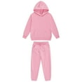 thumbnail image 2 of Vxuxlje Kids 2 Piece Sport Tracksuit Boys Girls Long Sleeve Drawstring Hoodie Sweatshirt with Jogger Pink 140, 2 of 9