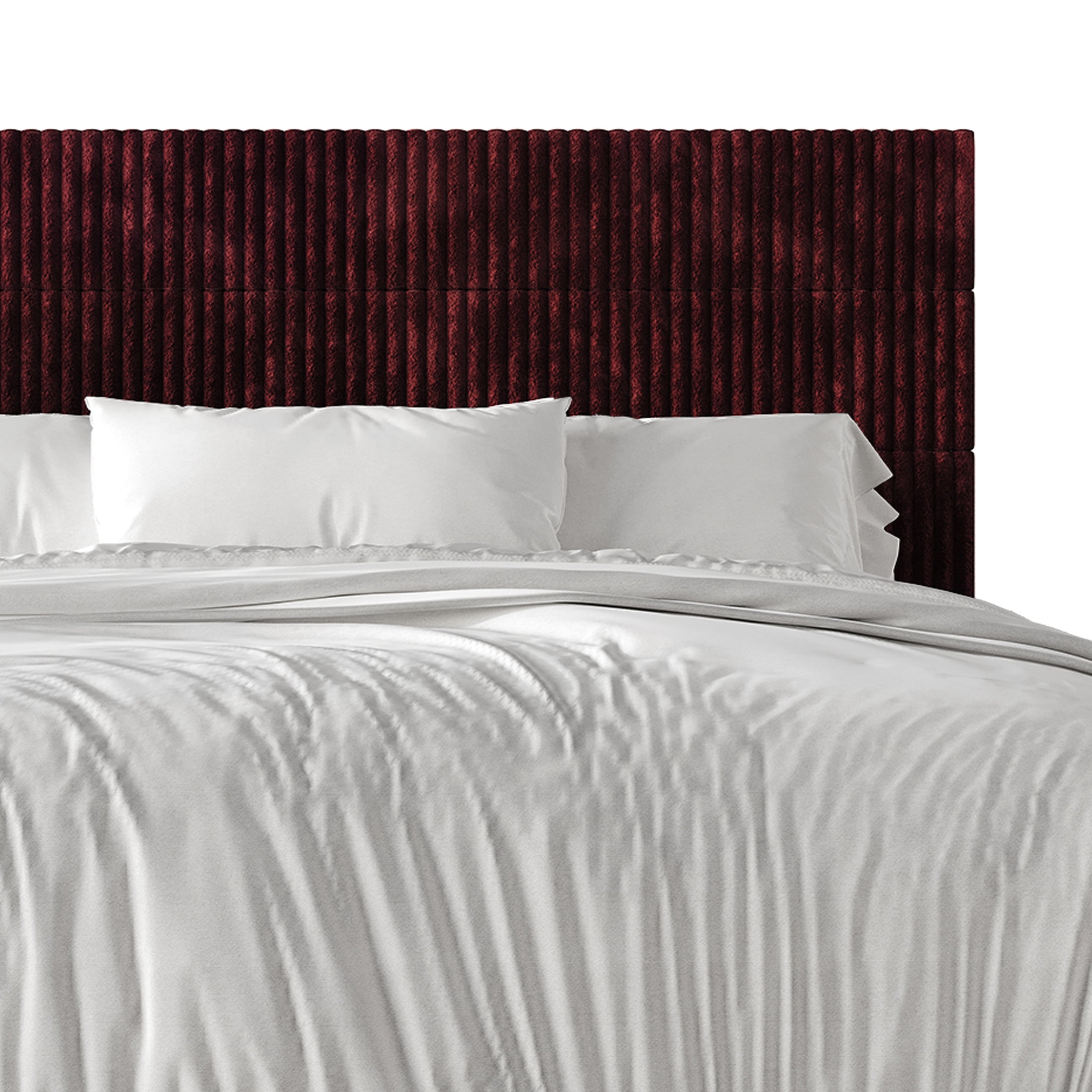 Castle Place Contemporary Corduroy Pleated Velvet Upholstered Queen Platform Bed, Red
