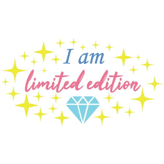 Vinyl Multicolored Girly Girl Decoration Kids Teen Bedroom Removable Wall Decal Quotes - I Am Limited Edition | 19" x 30" Home Living Room Inspirational Quotes Lettering Art Design Wall Sticker