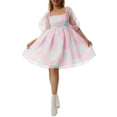 thumbnail image 1 of Fortune Robe Mini Princesse pour Femme Élégante à Manches Bouffantes Tutu Fête Cour Bal Robes Courtes, 1 of 9