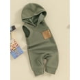 thumbnail image 2 of Bagilaanoe Newborn Baby Boys Summer One-pieces Contrast Color Sleeveless Hooded Jumpsuit 3M 6M 12M 18M Infant Romper Casual Clothing, 2 of 8