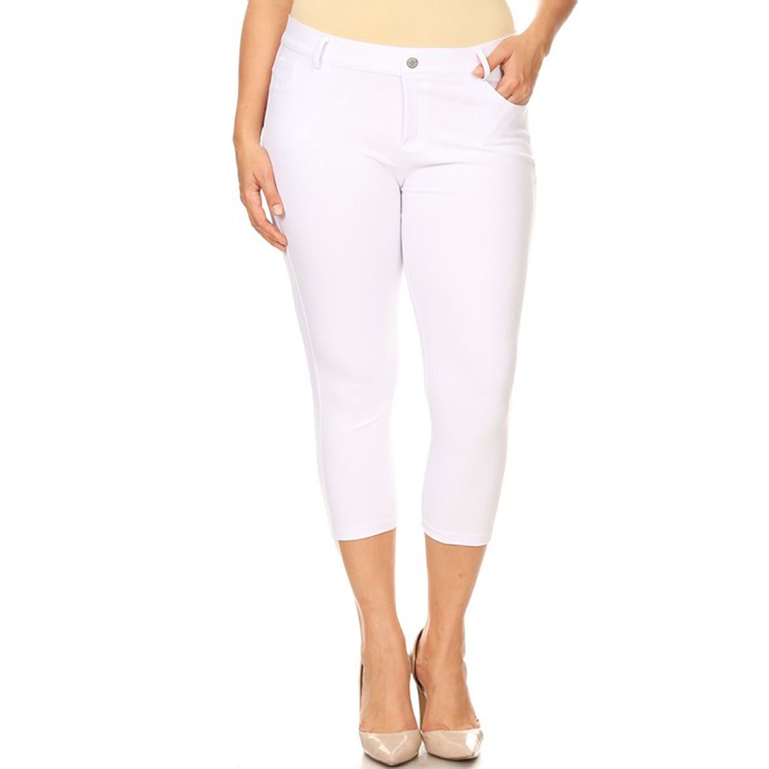 Honey Comfy - Women's Classic Solid Capri Jeggings (Plus Size) - Walmart.com - Walmart.com