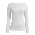 thumbnail image 4 of Womens Tshirts Long Sleeve V Neck Shirts for Women Slim Fitted Basic Tee Tops Soft Comfortable Stretchable Rayon Spandex, 4 of 5