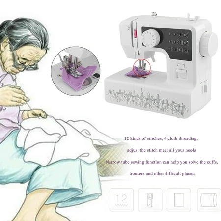 CNMODLE LED Light Electric Mini multi-function 12 Stitches Patterns Speed Portable Household Automatic Desktop Sewing Machine